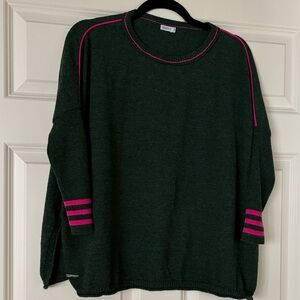 Mersea Green Sweater with Pink Accents size P